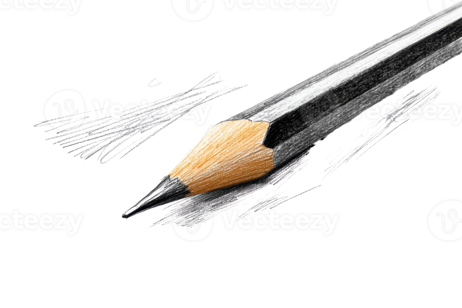 Close-up of a sharpened pencil with graphite marks on a transparent background. perfect for illustrating art, creativity, and writing concepts. png
