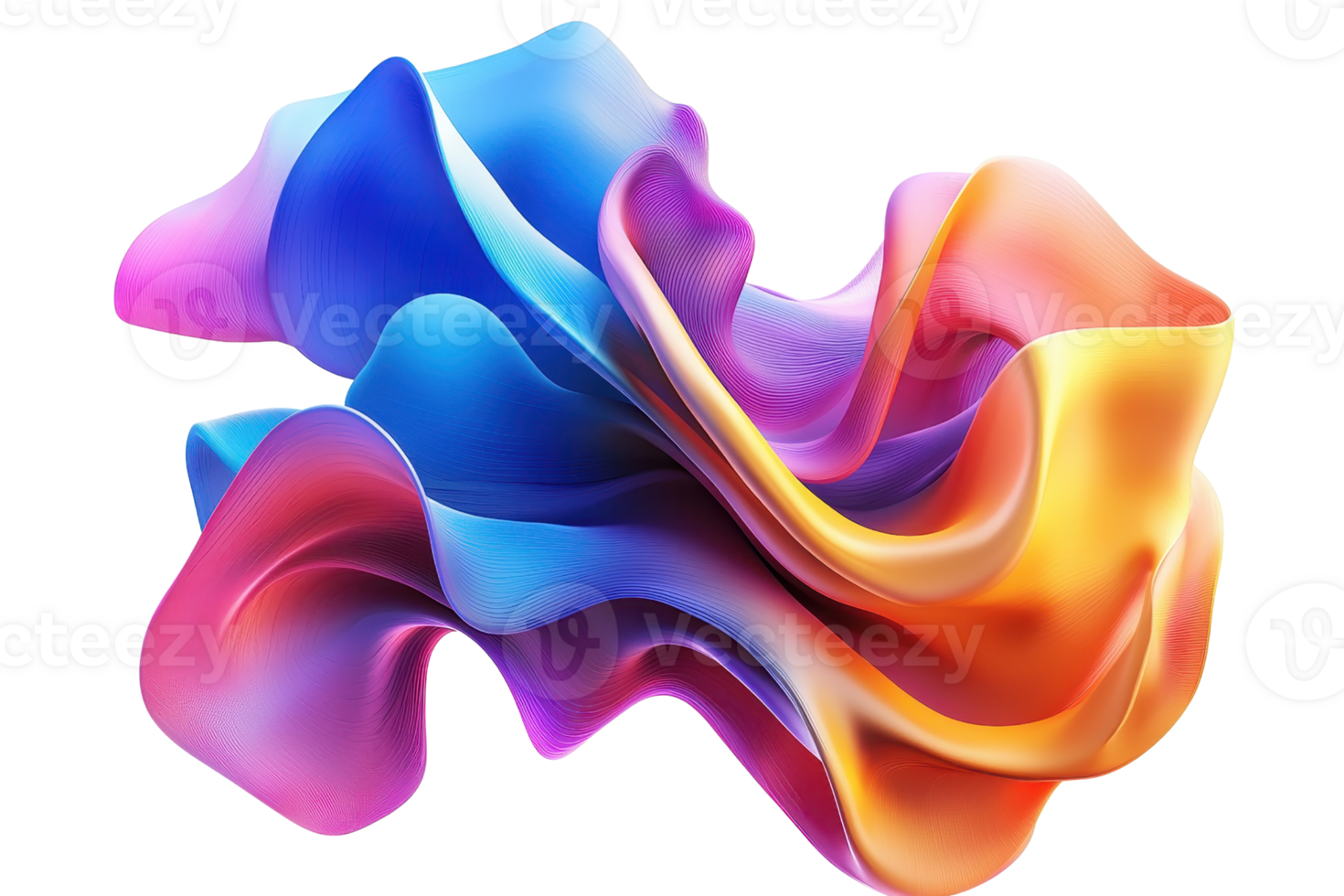 Colorful abstract 3D rendering with vibrant, flowing shapes in a spectrum of hues, creating a dynamic, artistic visual experience. png