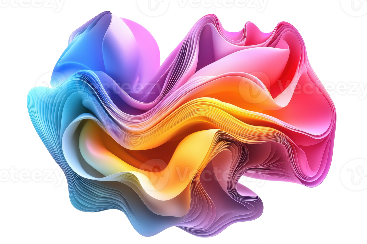Colorful abstract digital art with vibrant 3D shapes blending into a dynamic and fluid design, perfect for creative and artistic projects. png