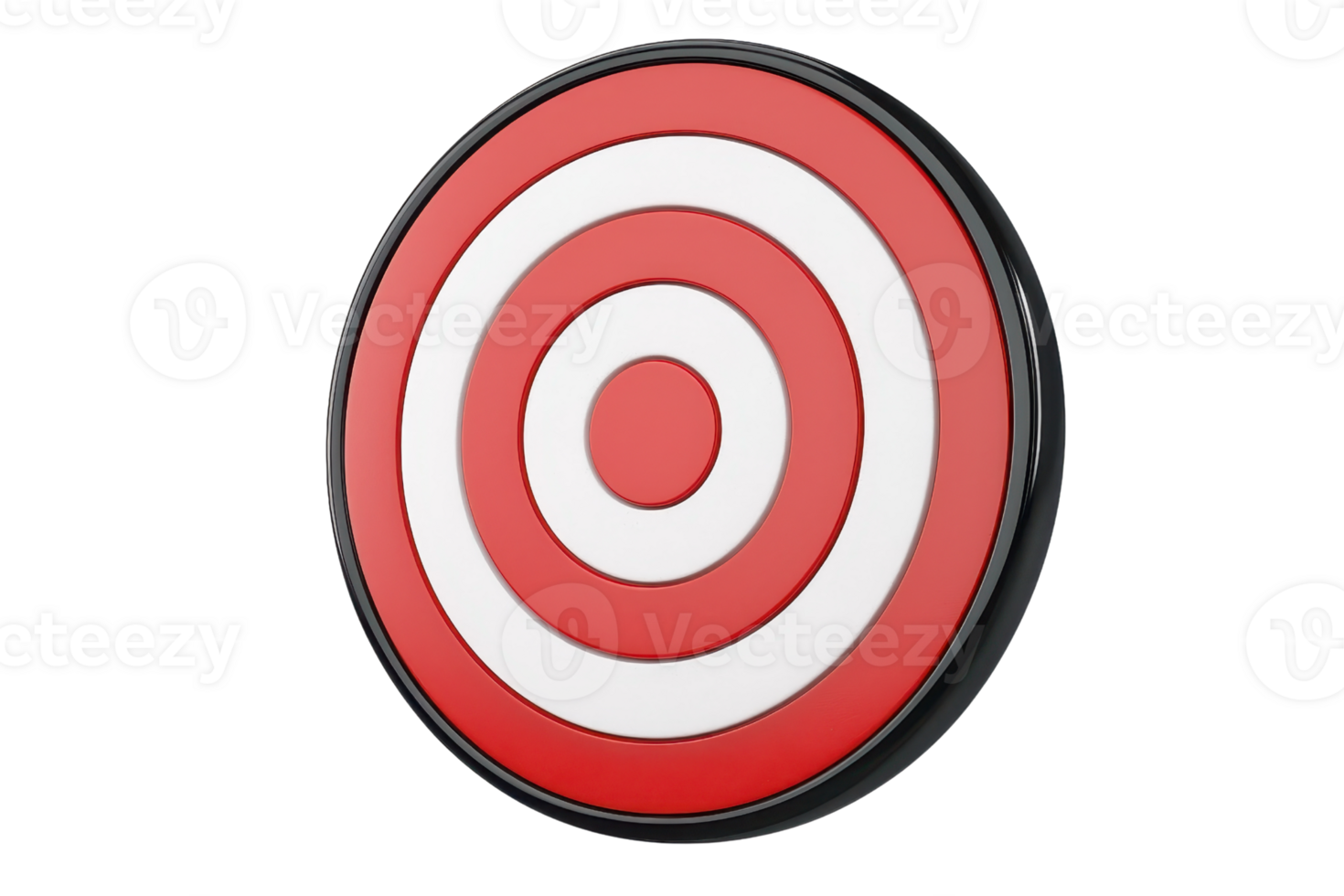 Red and white bullseye target isolated on a transparent background. Perfect symbol for precision, focus, and aiming at goals. png