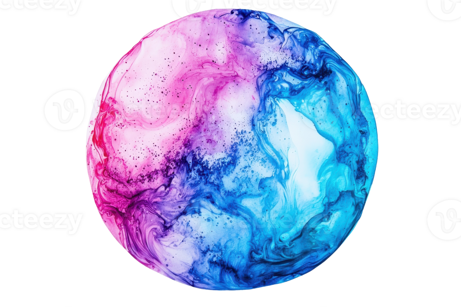 Vibrant abstract art in pink and blue swirling patterns, resembling a planet. Perfect for creative backgrounds and modern designs. png
