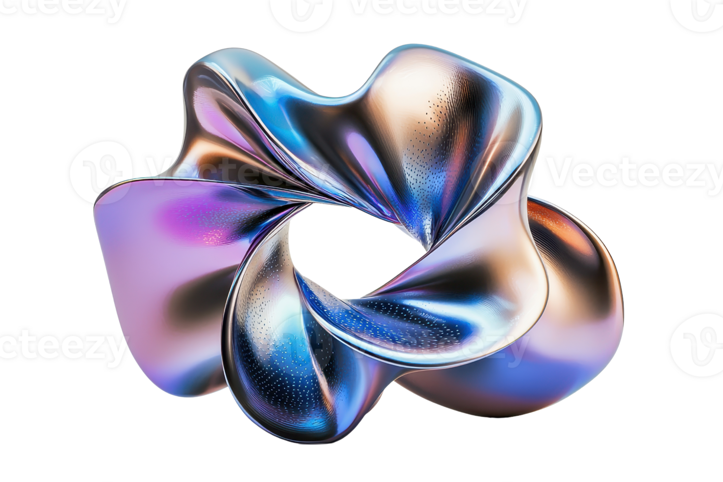 3D abstract metallic twisted shape with vibrant colors, rendering design element for modern and futuristic concepts, isolated on white. png