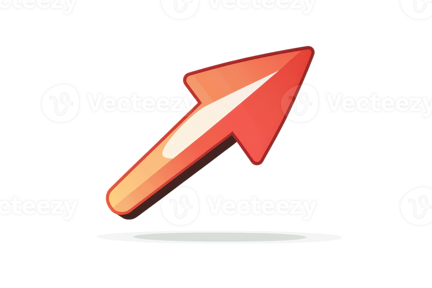 Bright red arrow pointing upward to show growth, progress, improvement, or movement in a positive upward direction on a transparent background. png