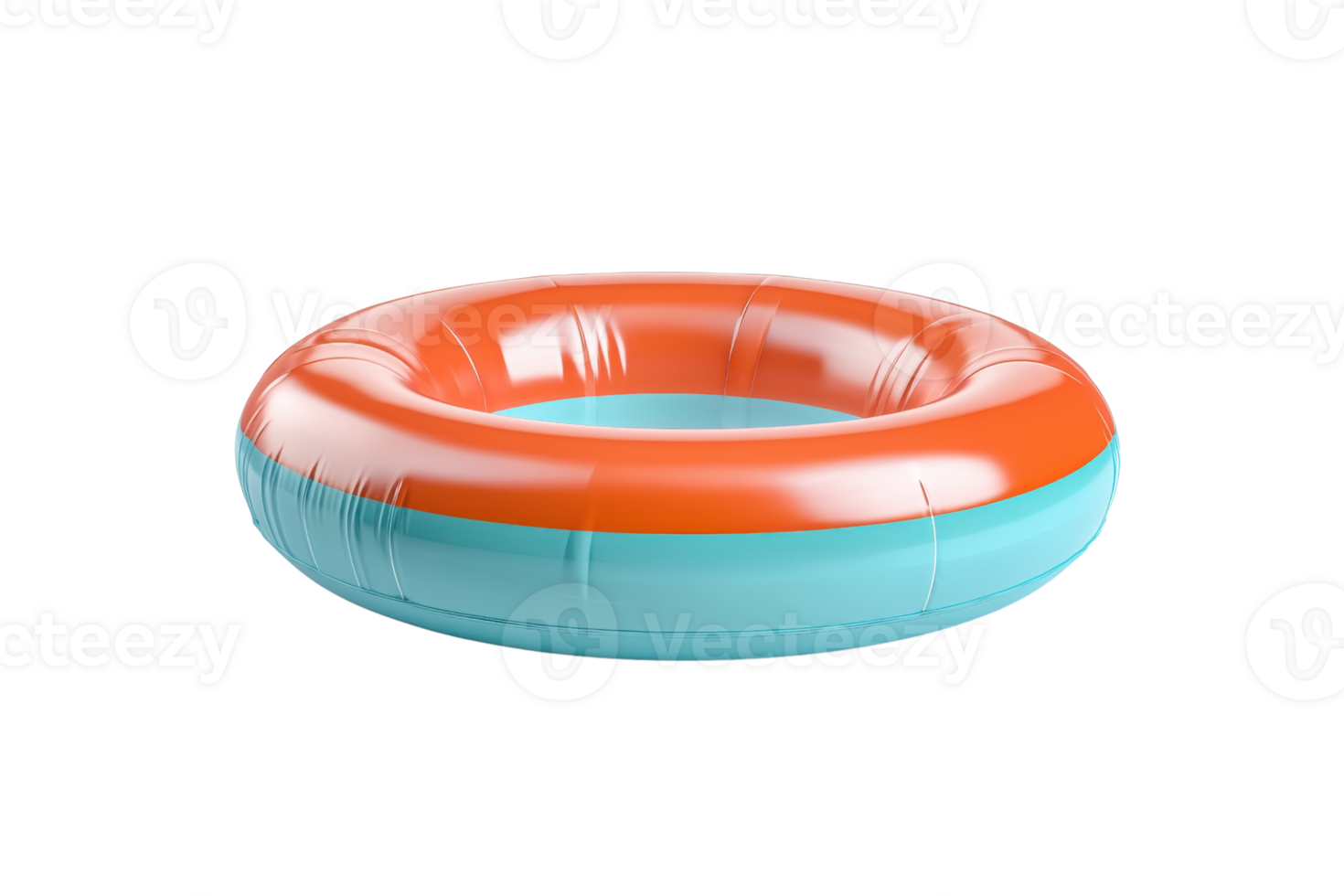 Bright orange and turquoise inflatable swim ring for pool or beach fun. Perfect for summer vacations, swimming, and water activities. png