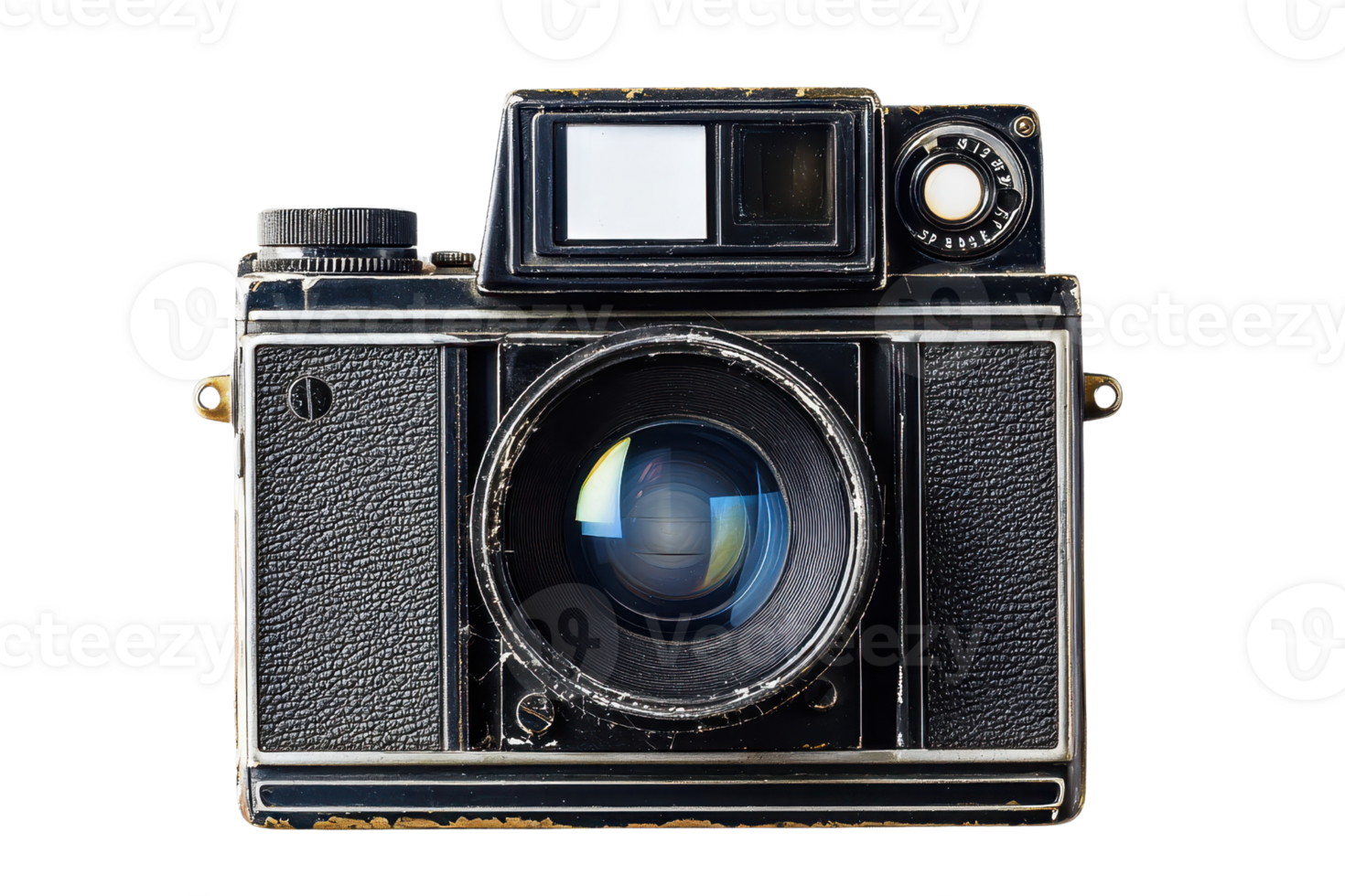 Vintage black camera with a large lens, isolated on a transparent background. Perfect for photography enthusiasts and retro design projects. png