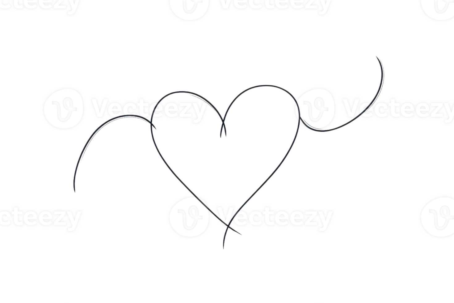 Elegant black heart line illustration. Minimalistic love symbol for romantic designs, greeting cards, and artistic projects. png