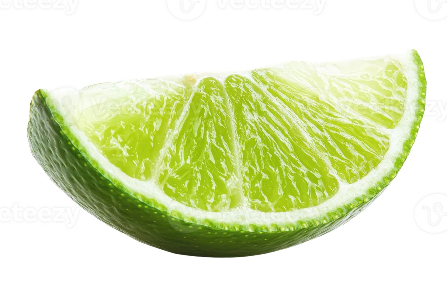 Close-up of a fresh, juicy lime slice with vibrant green color and detailed texture, perfect for food and beverage concepts. png