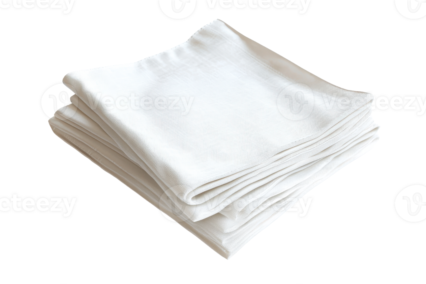 Stack of clean, folded white napkins isolated on transparent background. Perfect for dining, events, and household use. png