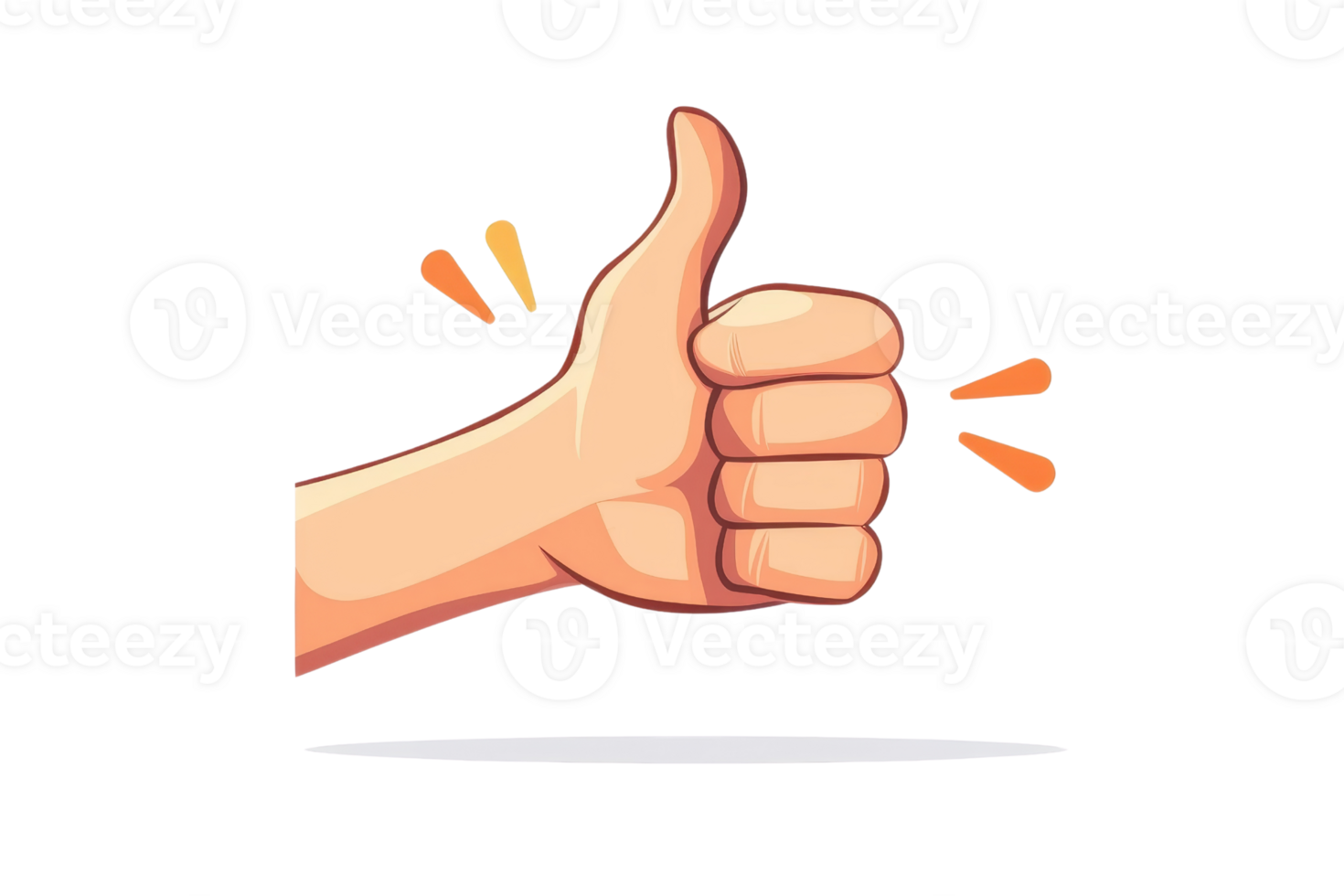 A cheerful illustration of a thumb up signifying approval or success. Great for concepts of positivity, endorsement, and social approval. png