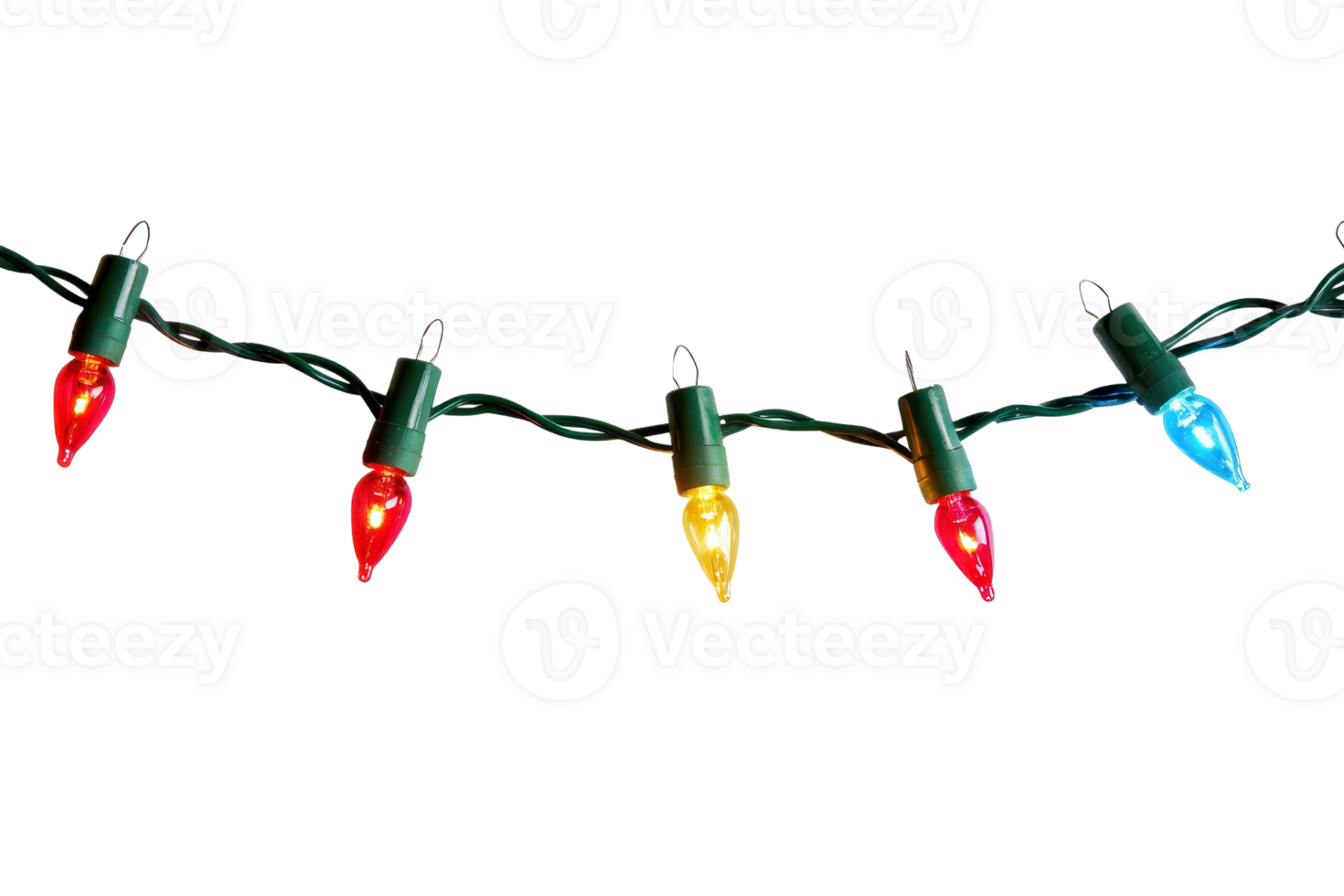 Festive strand of colorful Christmas lights isolated on a transparent background. perfect for holiday designs and decorations. png