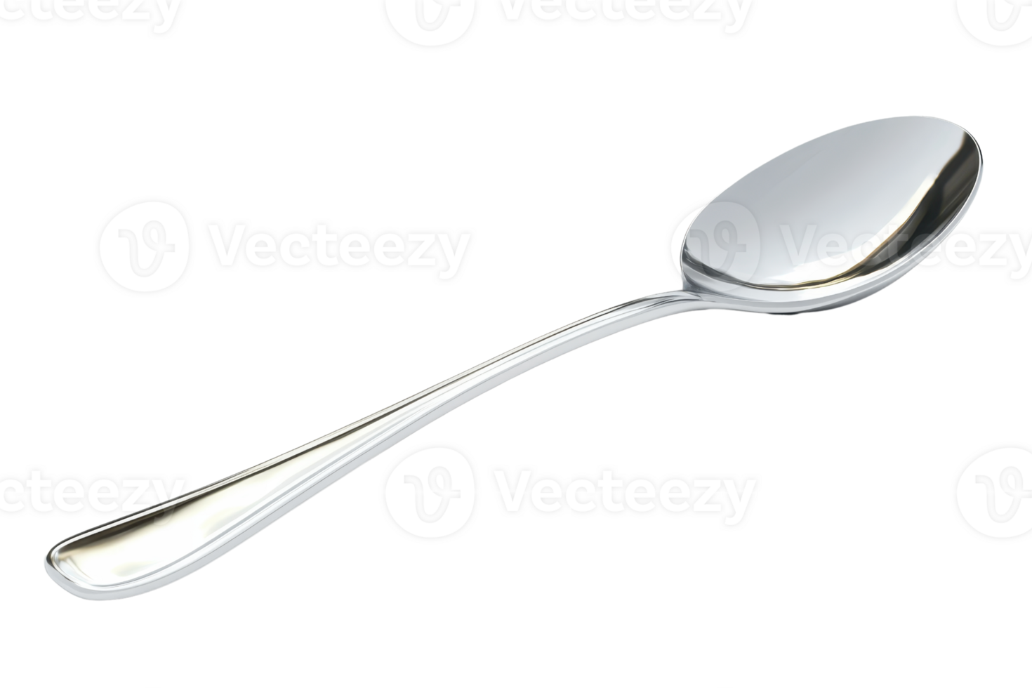 Close-Up of a polished silver spoon isolated on a transparent background. perfect for kitchen, dining, or culinary themes. png