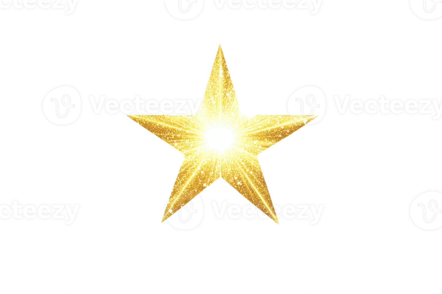 Bright shining star with a golden glow on a transparent background. symbolizing excellence, success, or achievement. png