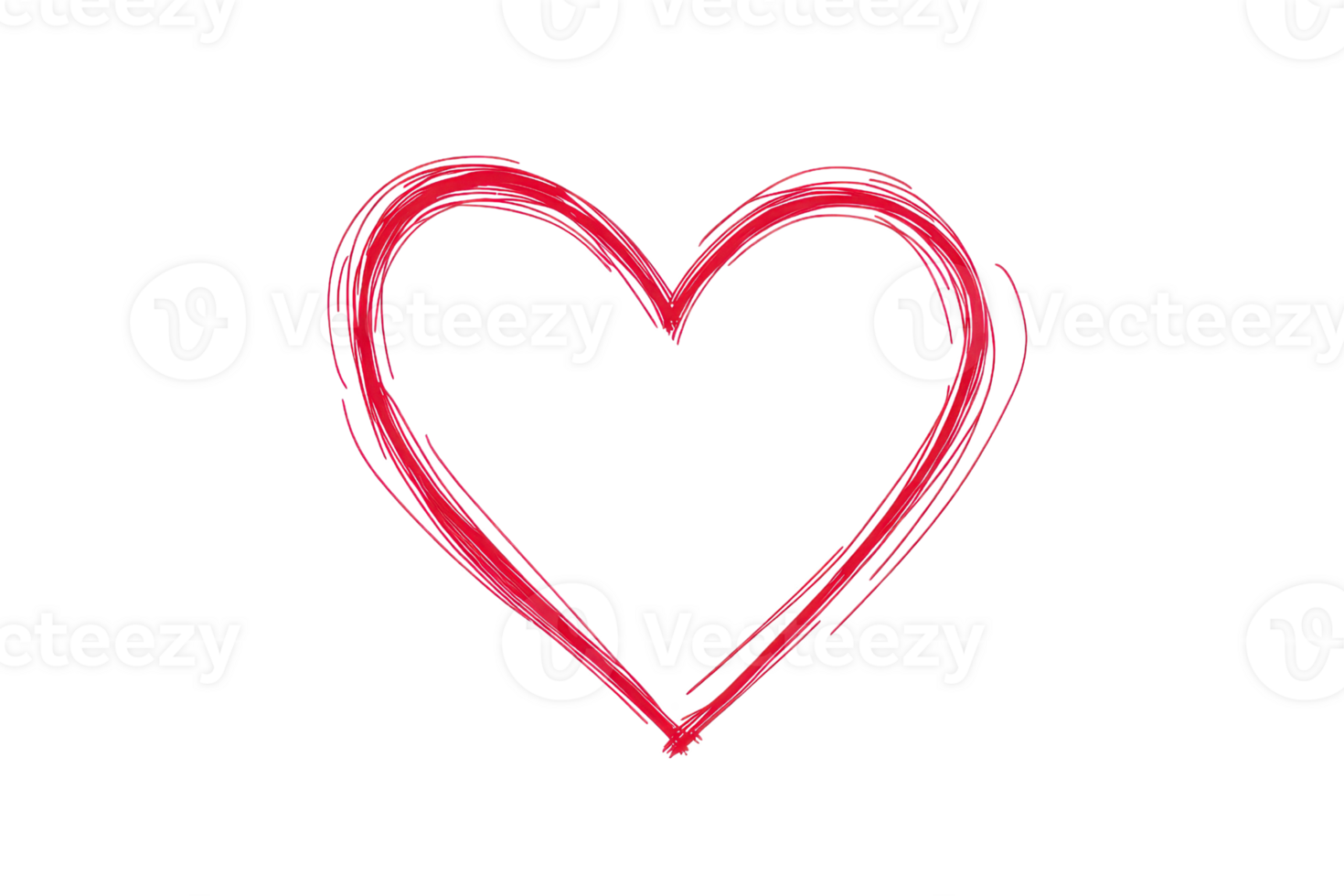 A simple hand-drawn red heart symbol on a transparent background, perfect for Valentine's Day, love themes, and romantic designs. png