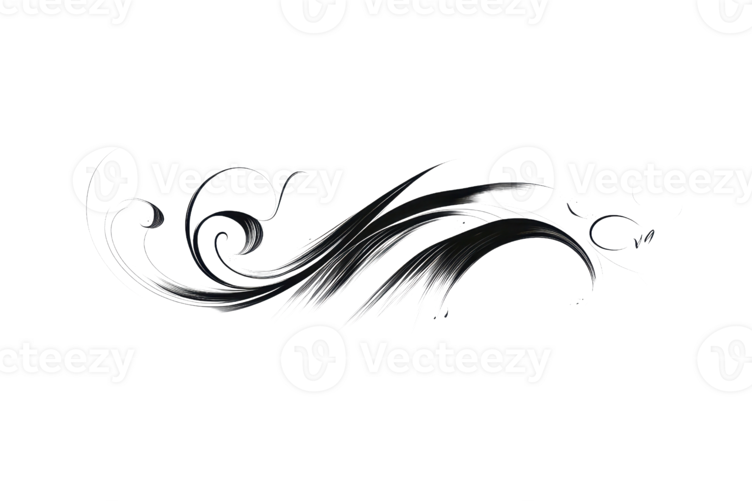 Elegant black swirl design on transparent background, perfect for creative projects, invitations, and decorative purposes. png