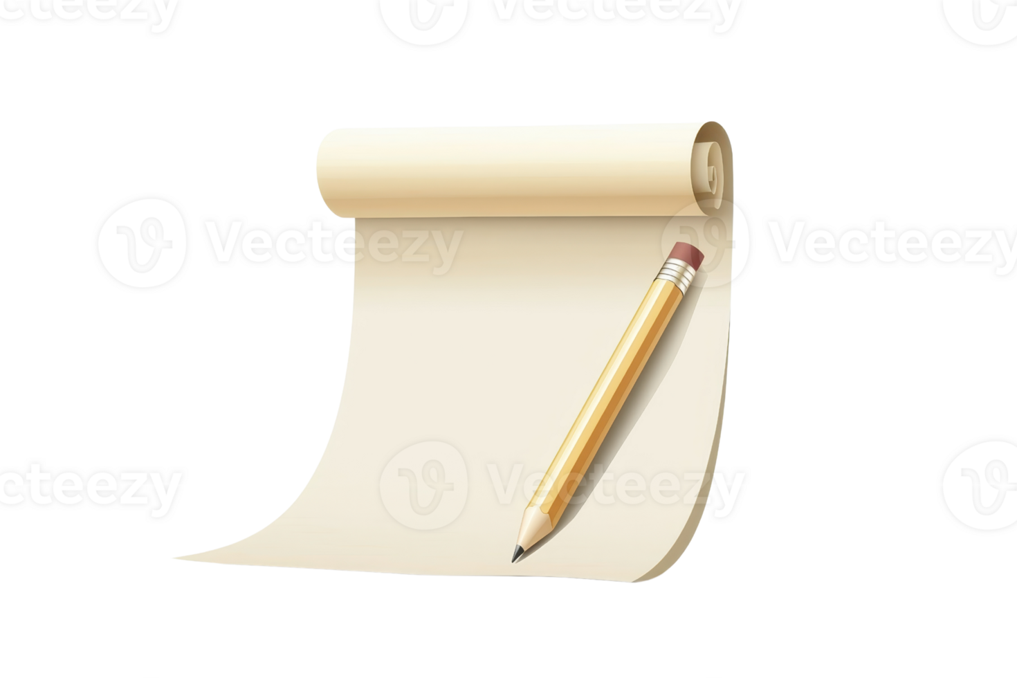 Blank notepad with a pencil, ideal for note-taking, journaling, or sketching. Perfect for writers, students, and artists. png