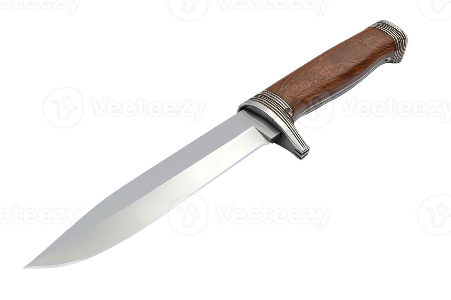 A high-quality wooden-handled knife with a sharp stainless steel blade, ideal for outdoor and survival use. png