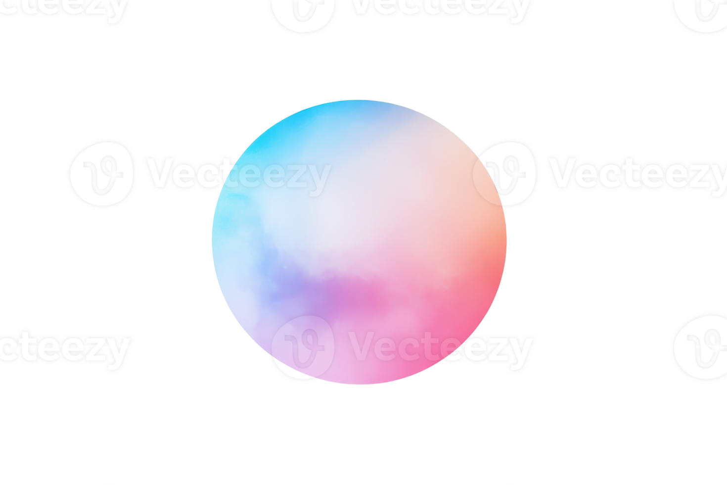 Colorful abstract sphere with a gradient of blue, pink, and purple hues, isolated on a transparent background. png