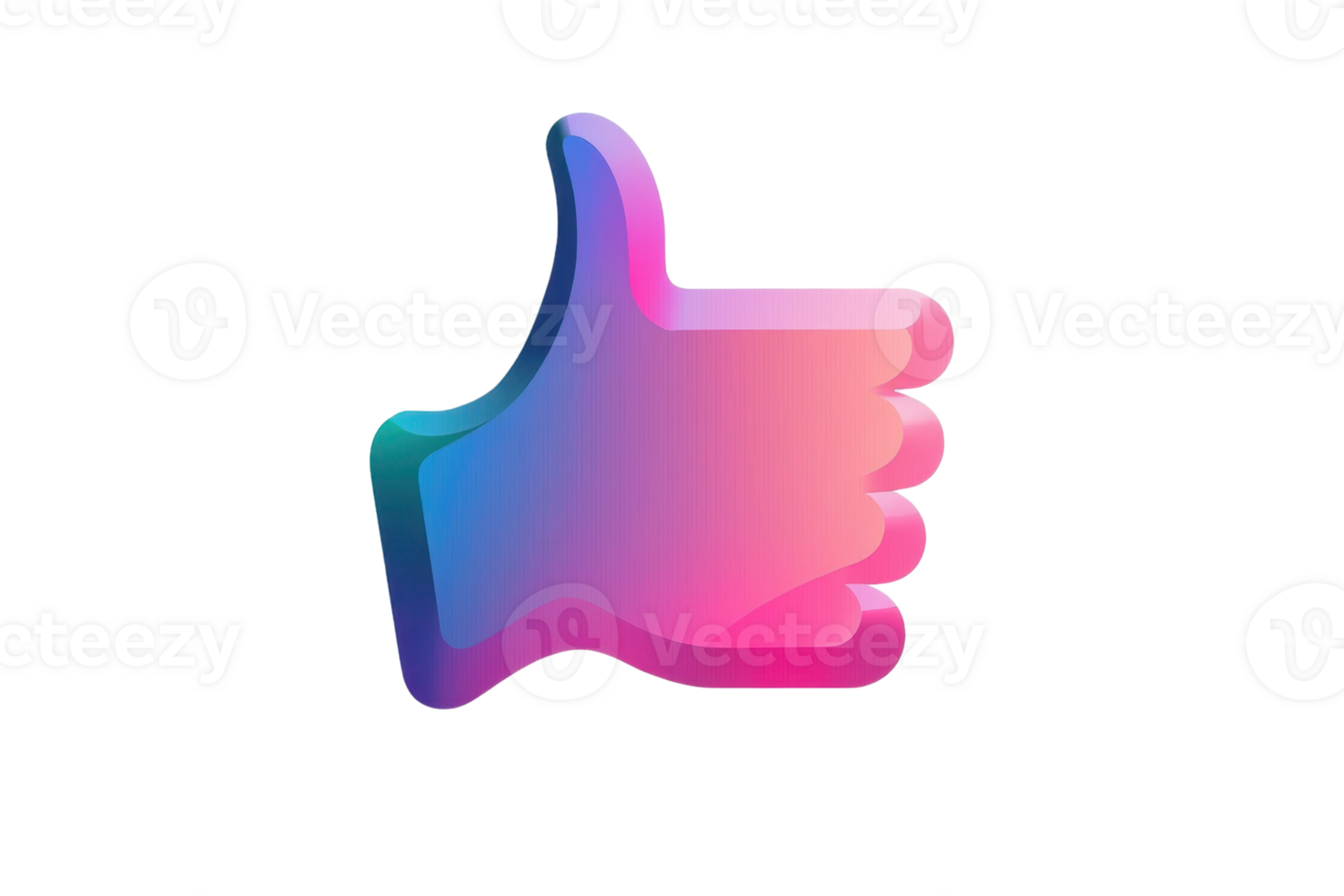 Colorful gradient thumbs up icon, representing approval, satisfaction, or agreement. Perfect for social media, reviews, and feedback representation. png