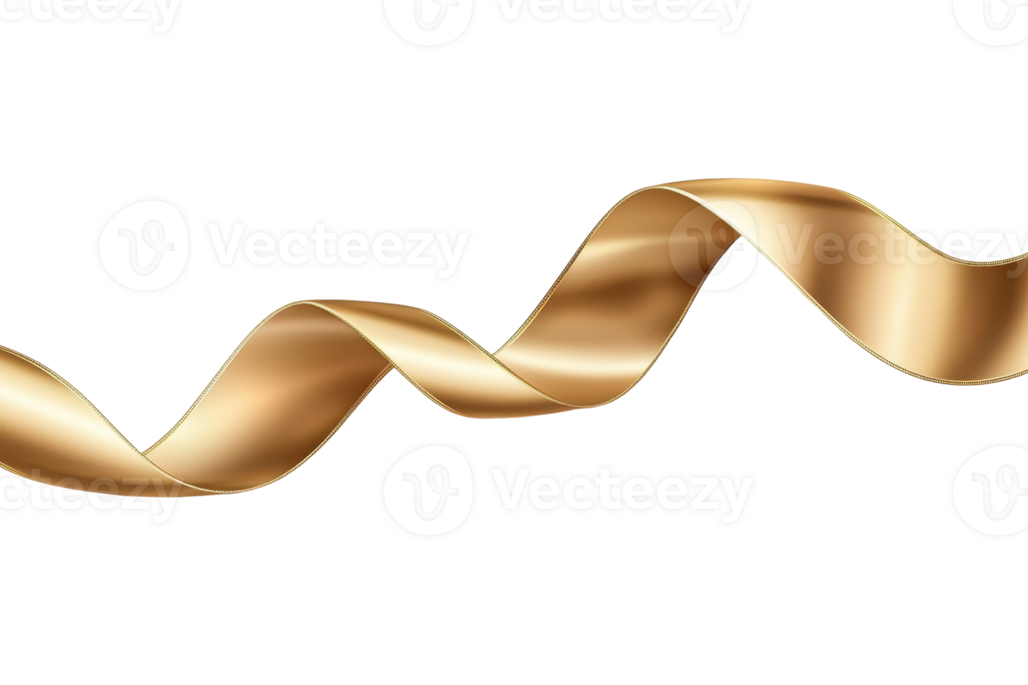 Elegant gold ribbon, isolated on transparent background. Perfect for celebrations, decorations, packaging, and festive occasions. png