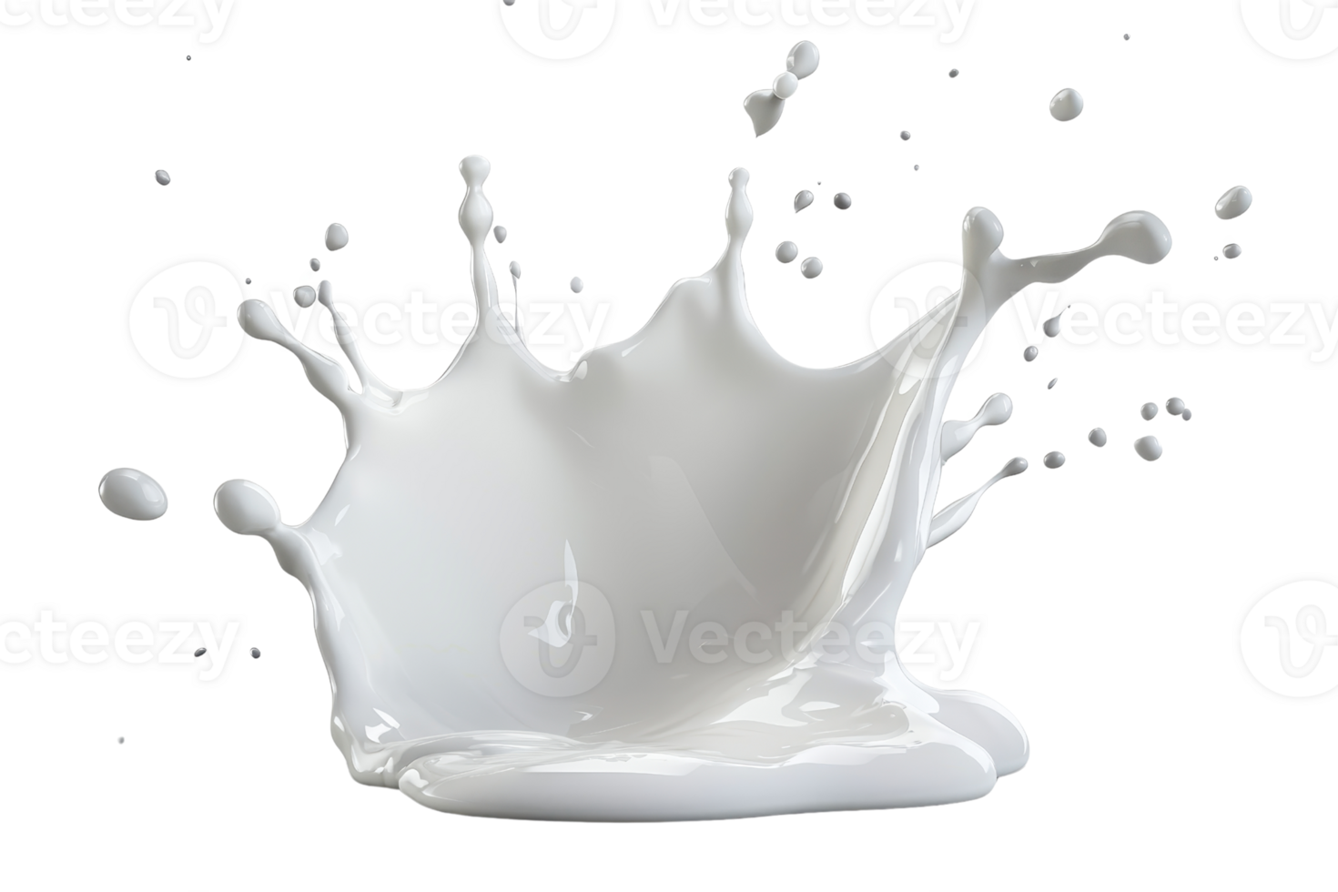 High-speed capture of a white liquid splash in mid-air, showcasing fluid motion and dynamic energy on a transparent background. png