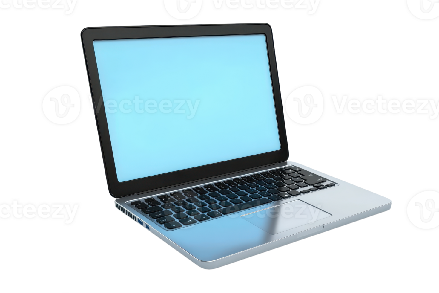 Modern laptop with blue screen, suitable for business, education, and technology concepts. Perfect for presentations and digital designs. png