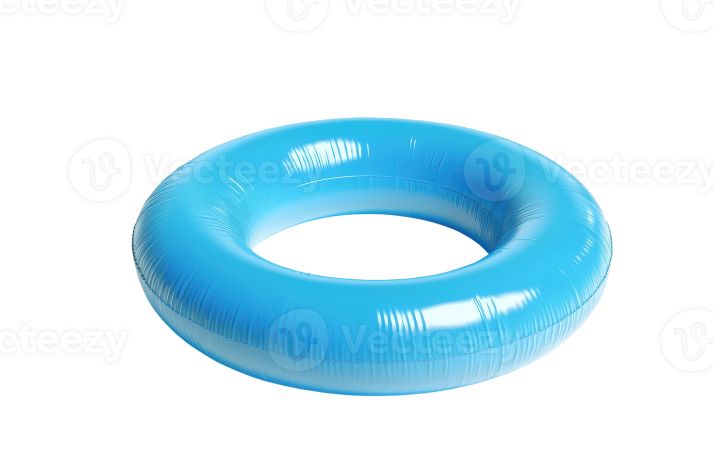 Bright blue inflatable swim ring isolated on transparent background. perfect for summer beach and pool activities, adding fun to water adventures. png