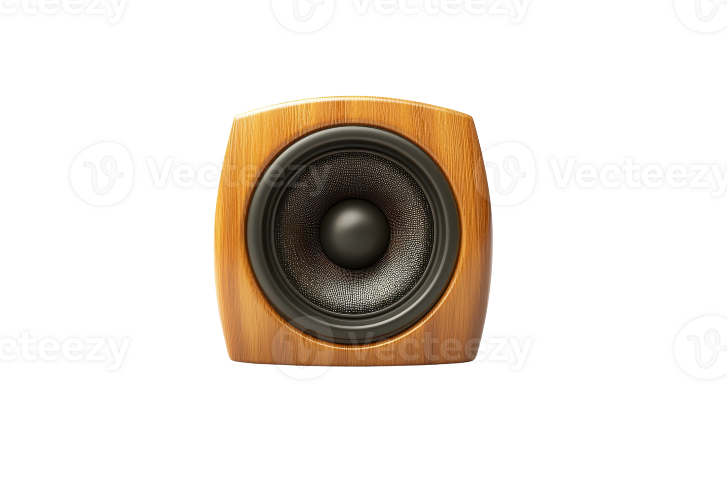 High-quality, modern wooden speaker with a sleek design, perfect for enhancing audio experience in any space. Isolated on a transparent background. png
