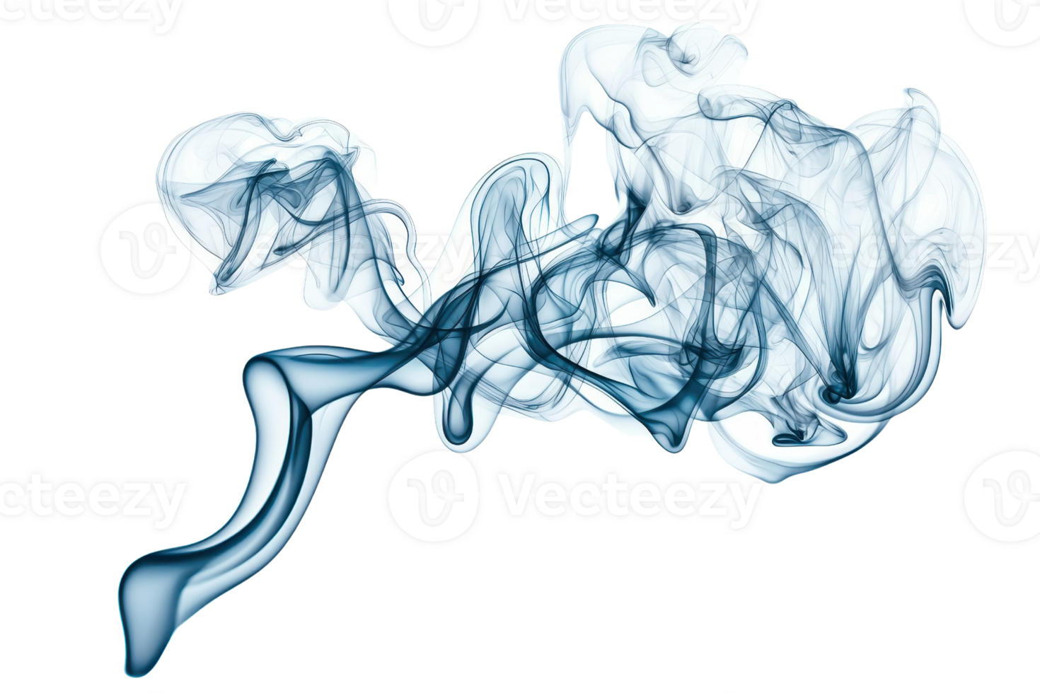 Abstract blue smoke swirling gracefully on a transparent background. creating an ethereal and mysterious visual effect png