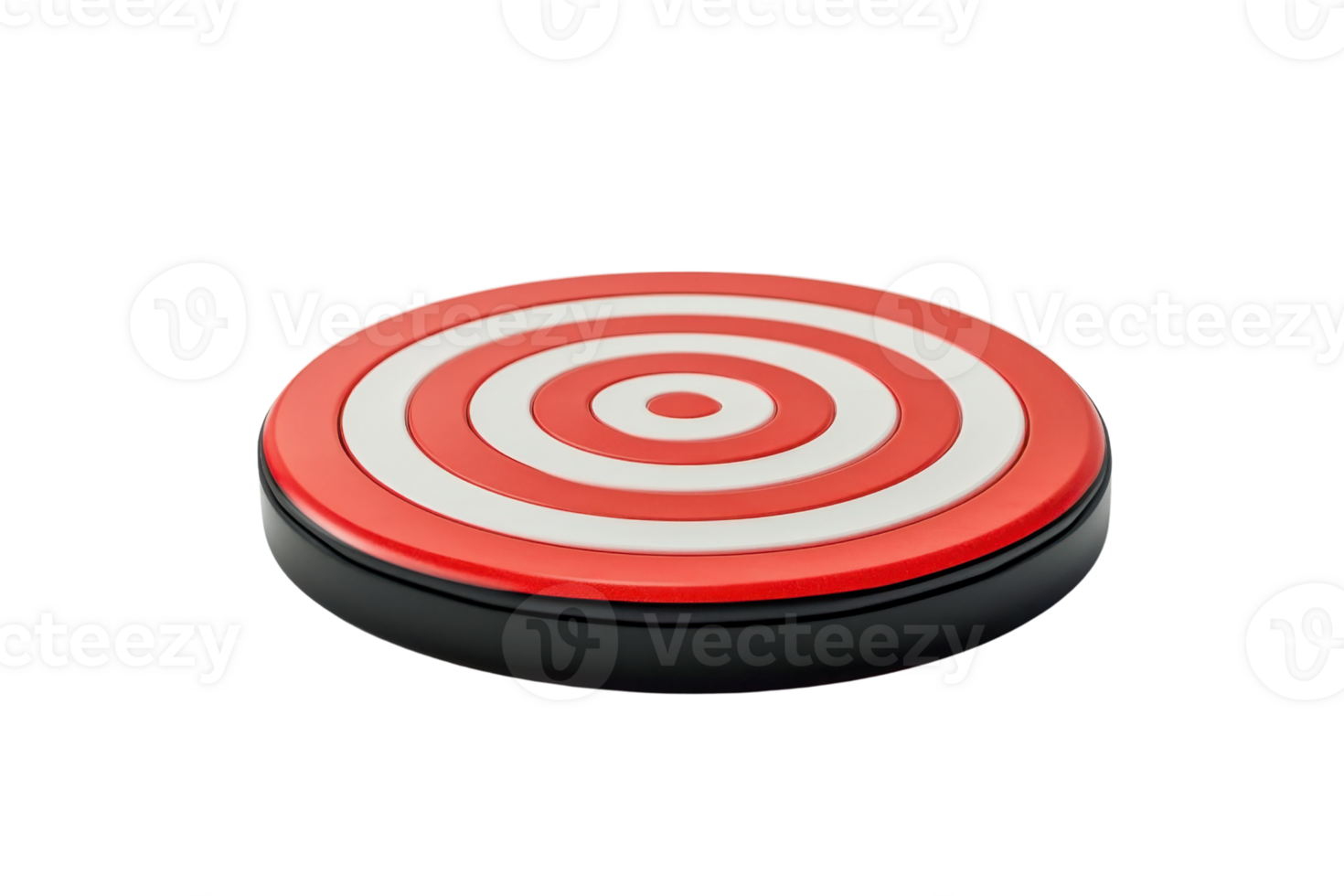 Close-up of a red and white bullseye target on a transparent background. ideal for concepts of accuracy, focus, and goal setting. png