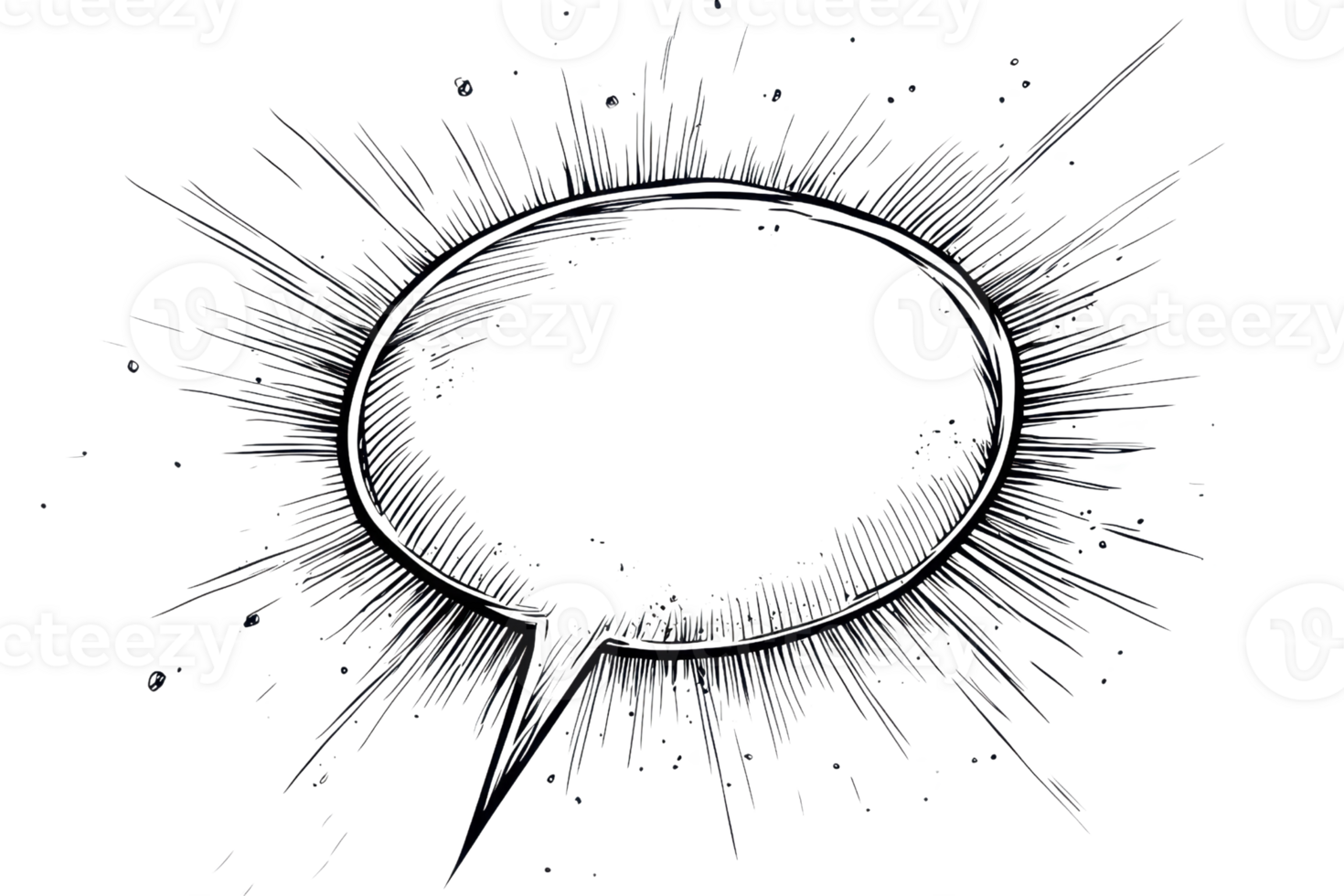 Abstract 3D black speech bubble with spiky edges and colorful dots on transparent background. Ideal for artistic and creative design projects. png