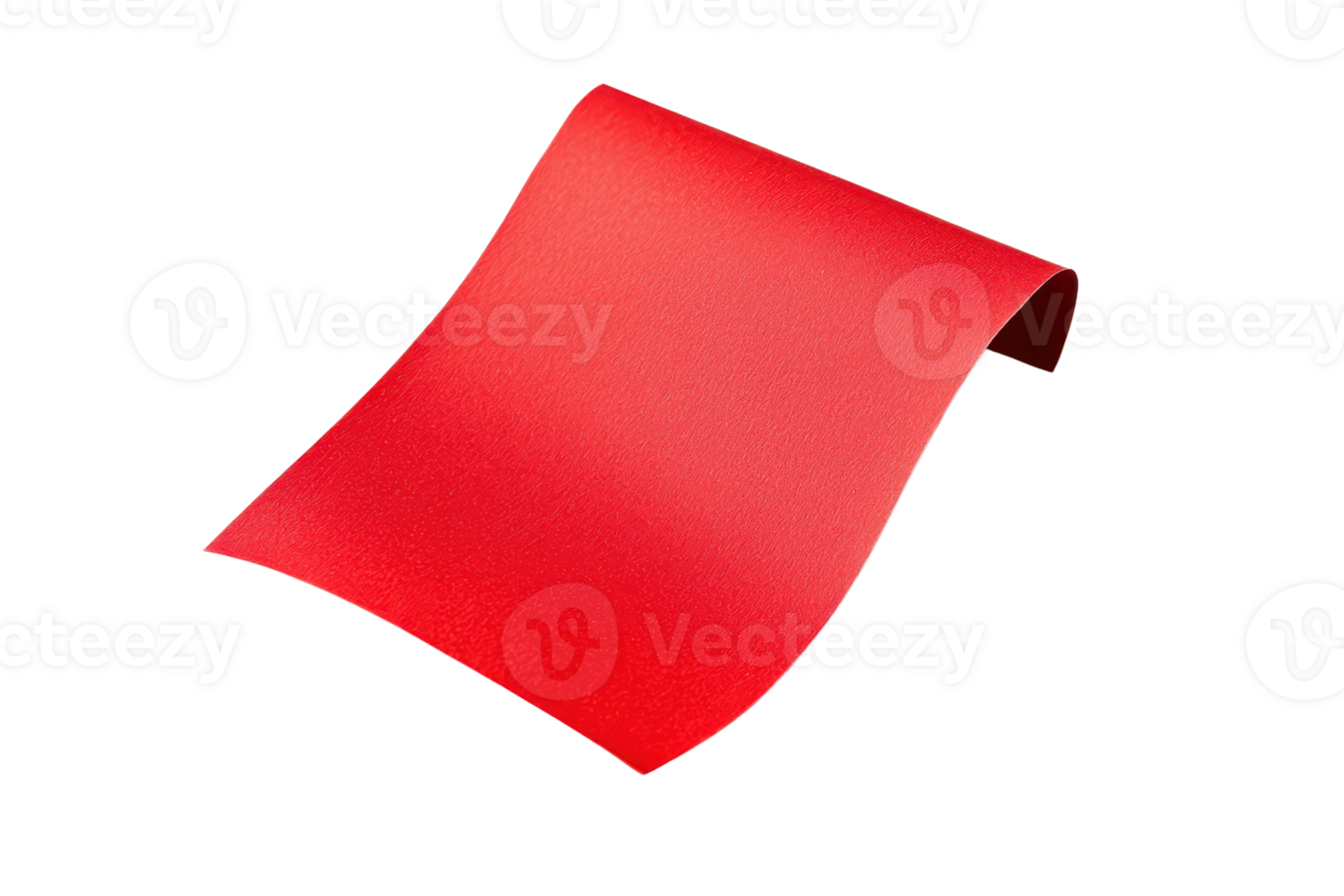 A vibrant red sheet of flexible material isolated on a transparent background. ideal for design and artistic projects. png