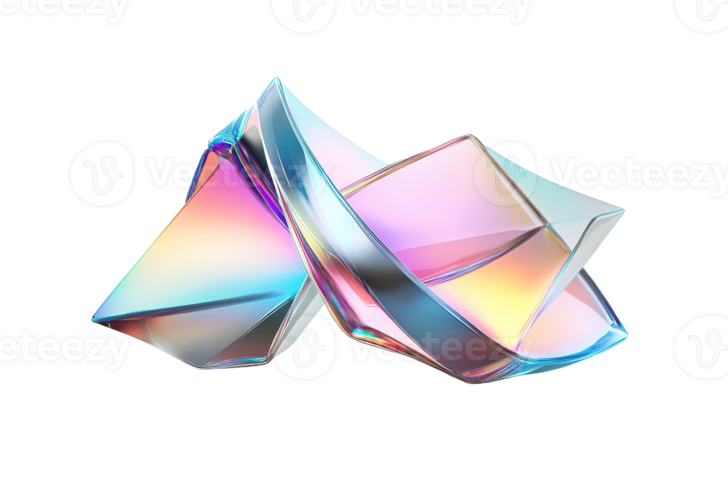 Abstract holographic shape with iridescent colors, perfect for futuristic, digital art, and design projects. png