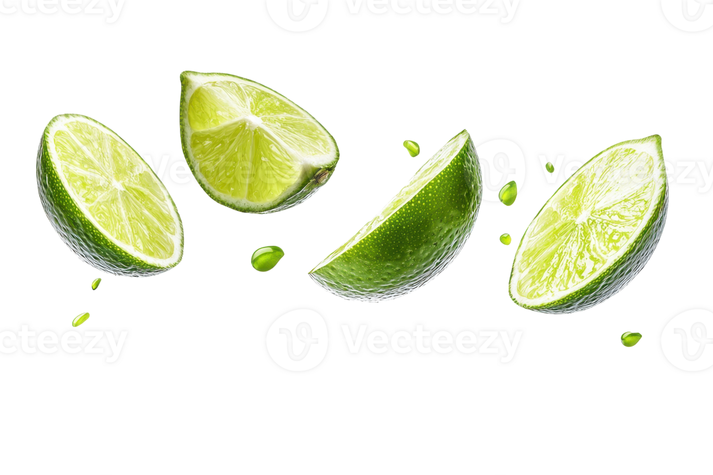 Fresh lime slices isolated on transparent background. perfect for culinary and tropical drink presentations. High-quality image with vibrant green hues. png