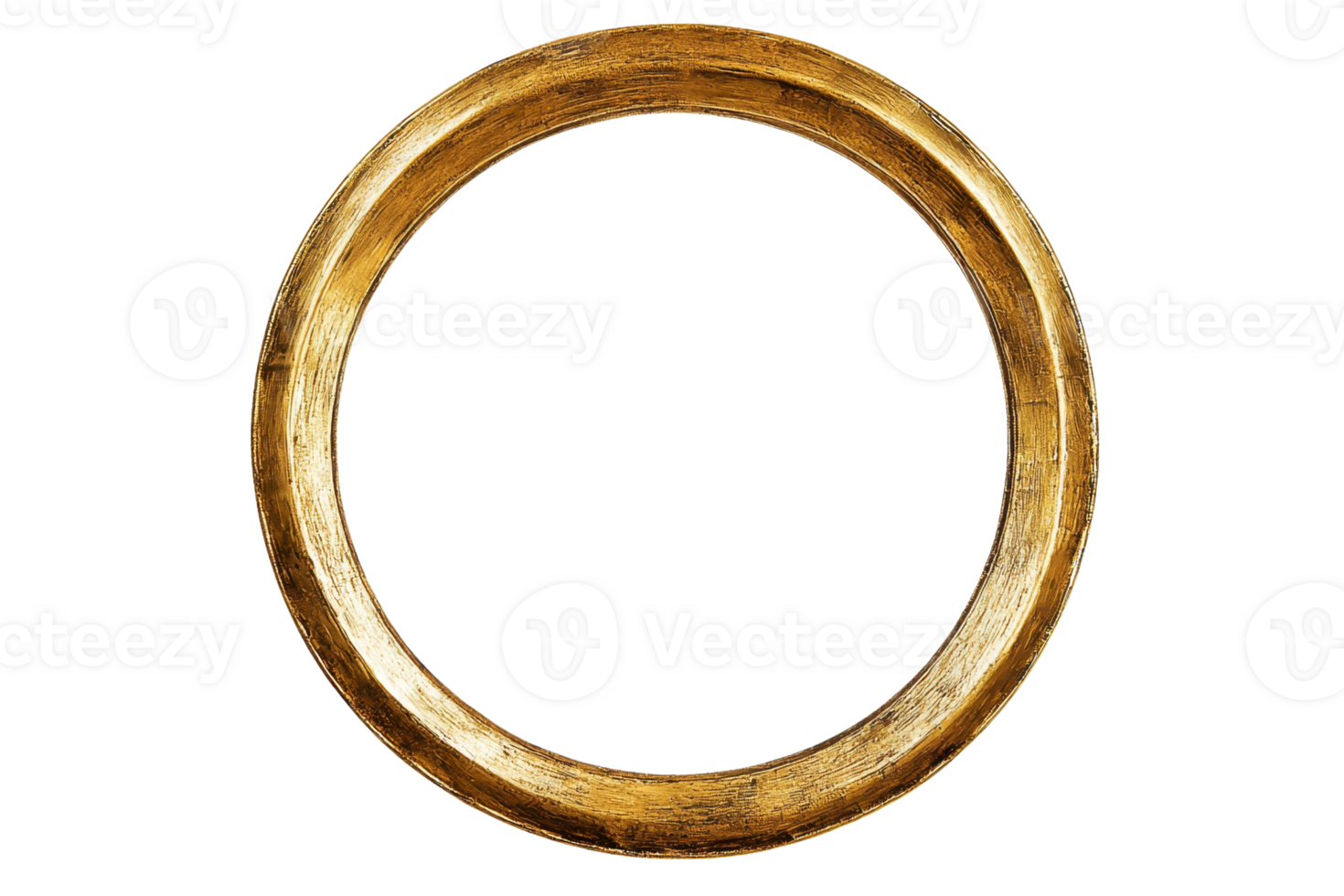 Gold circular frame isolated on transparent background. Elegant round design for decor or art projects, perfect for adding a vintage touch. png