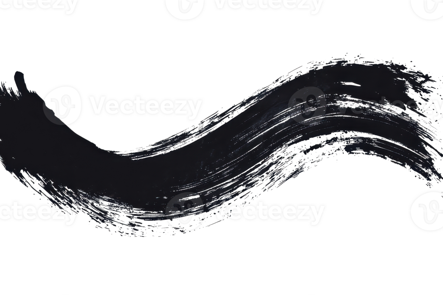 Abstract black brushstroke isolated on a transparent background. creating an artistic and minimalist visual effect. png