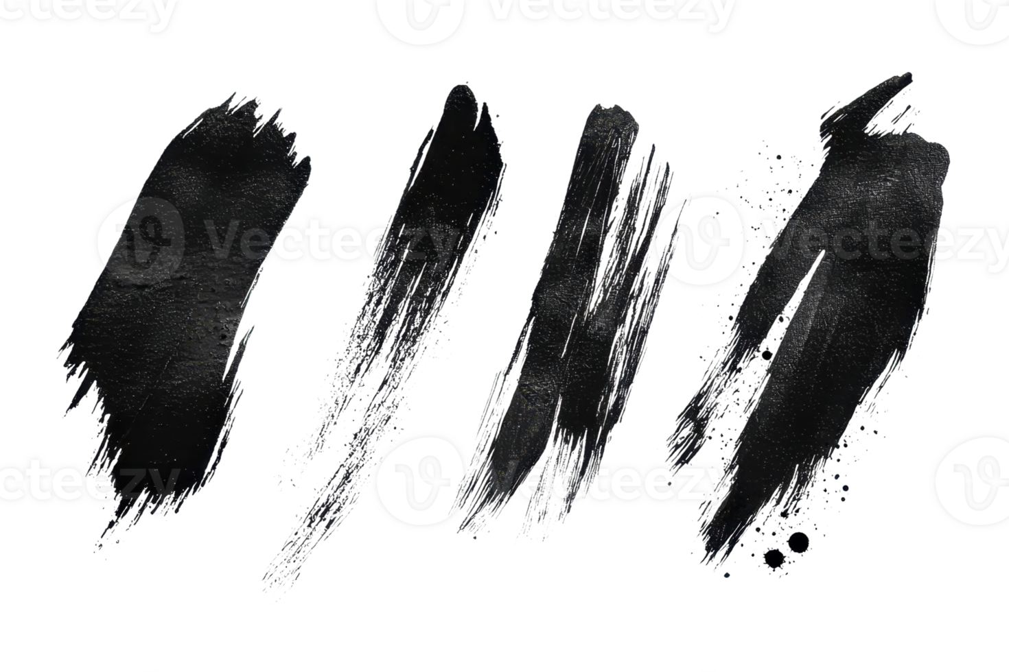 Abstract black brush strokes on a transparent background. High-resolution image suitable for design, art, and creative projects. png