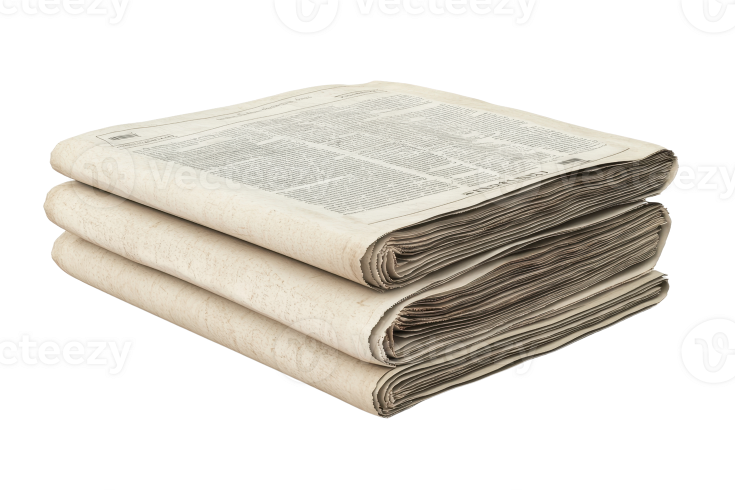 Stack of three newspapers isolated on transparent background. representing traditional print media and information dissemination. png