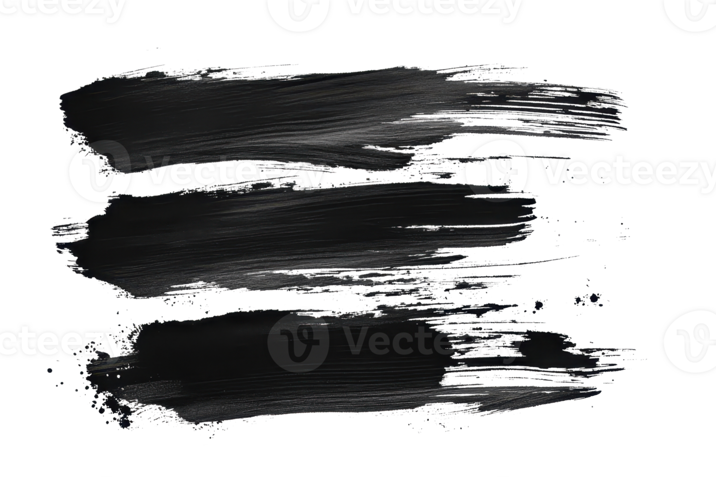 Abstract black brush strokes on transparent background. ideal for artistic projects, design elements, or modern graphics. png