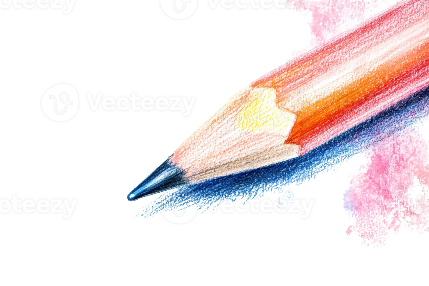 Close-up of a vibrant color pencil on transparent background. Perfect for illustrating creativity, art, and drawing concepts. png