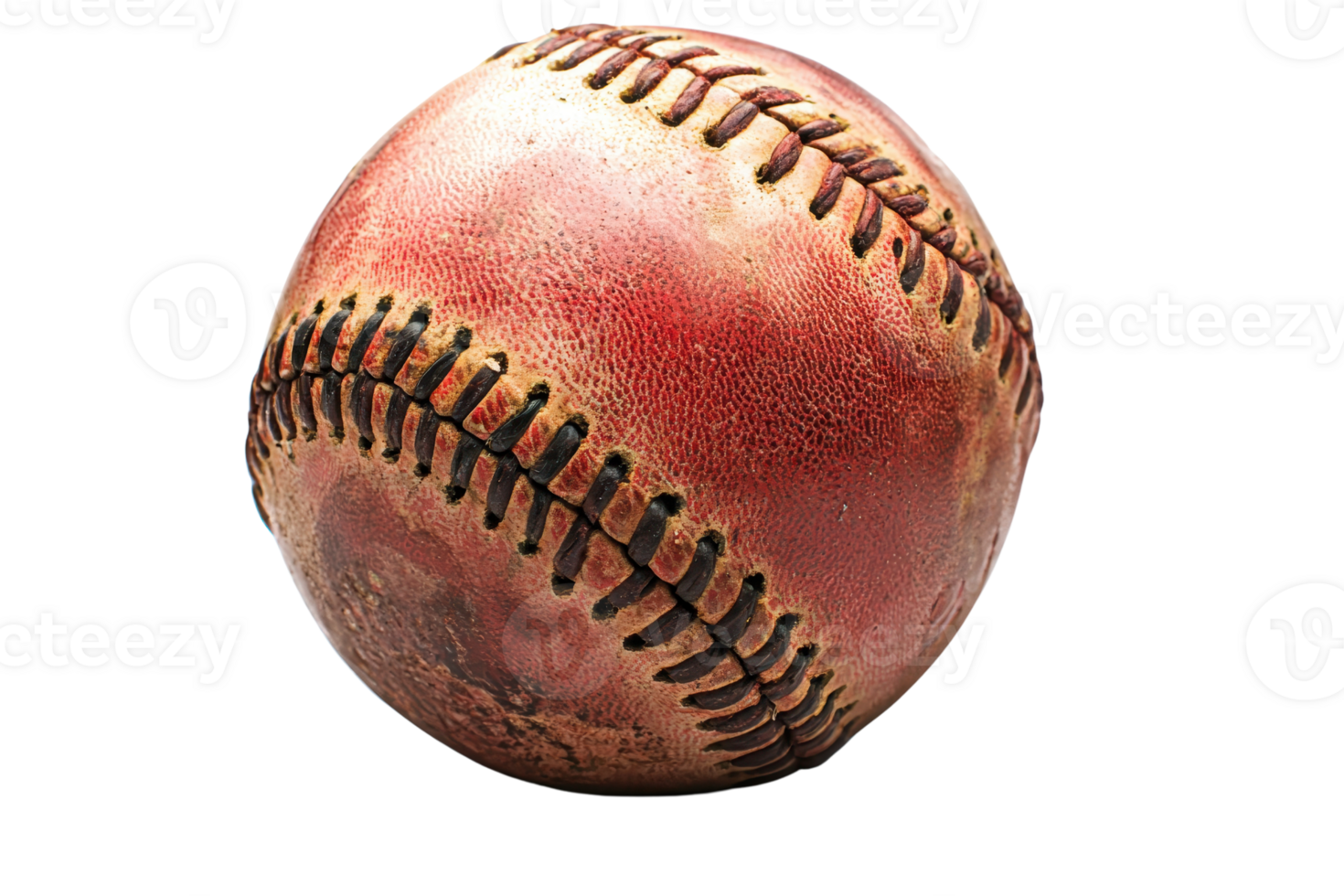 A close-up image of a well-used, dirty baseball with visible stitching. Perfect for sports-related content or nostalgic themes. png