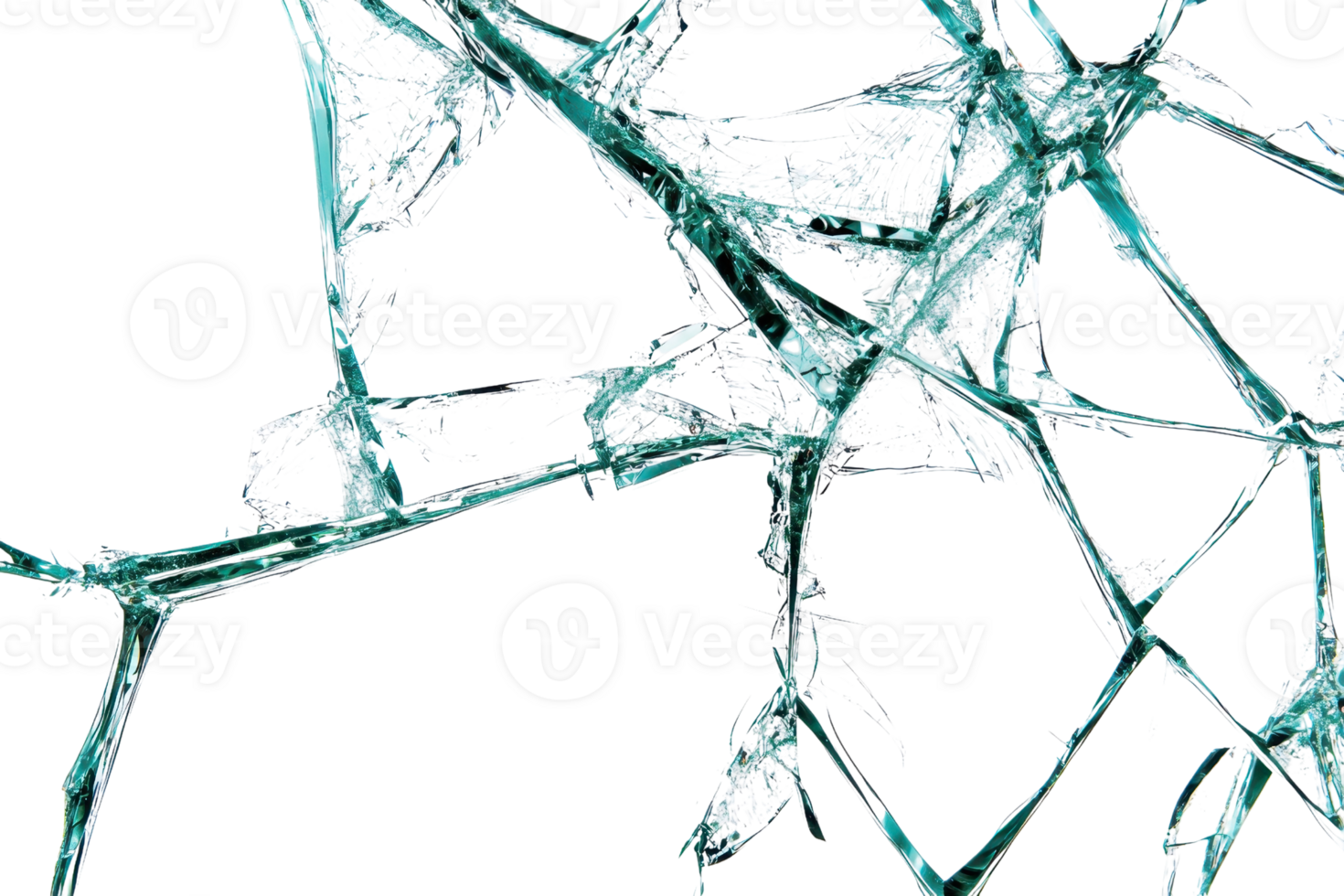 Abstract image of broken glass shards on a transparent background. showcasing sharp edges and intricate patterns. png