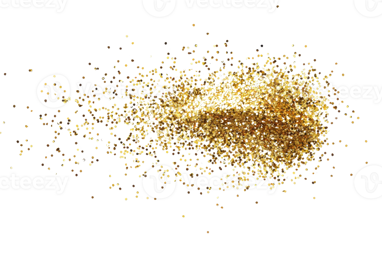 Golden glitter explosion isolated on a transparent background. perfect for festive, celebratory, or artistic projects needing a touch of sparkle. png