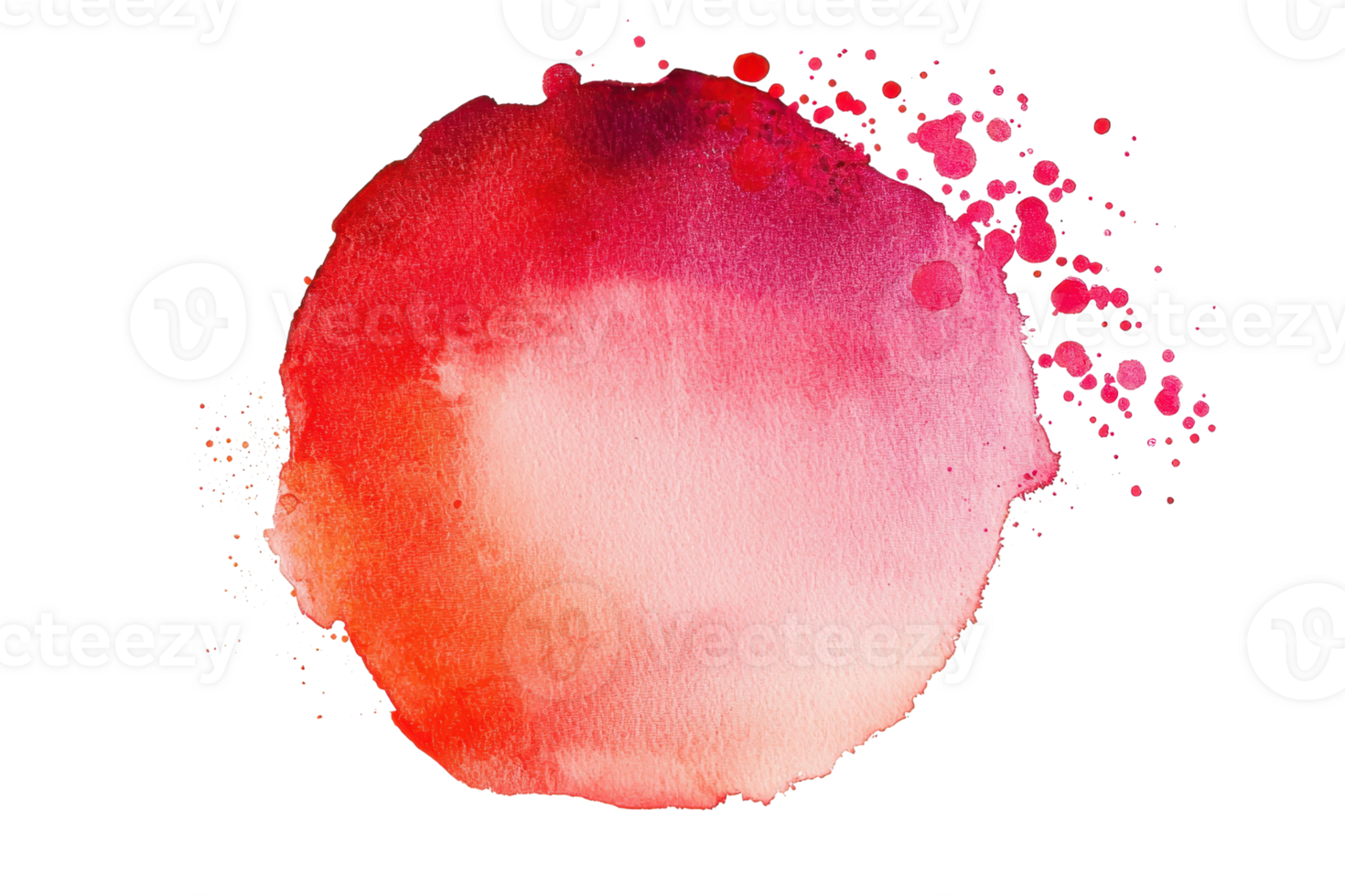 Vibrant watercolor circle with hues of red, pink, and orange, blending seamlessly to create a stunning abstract art piece. png