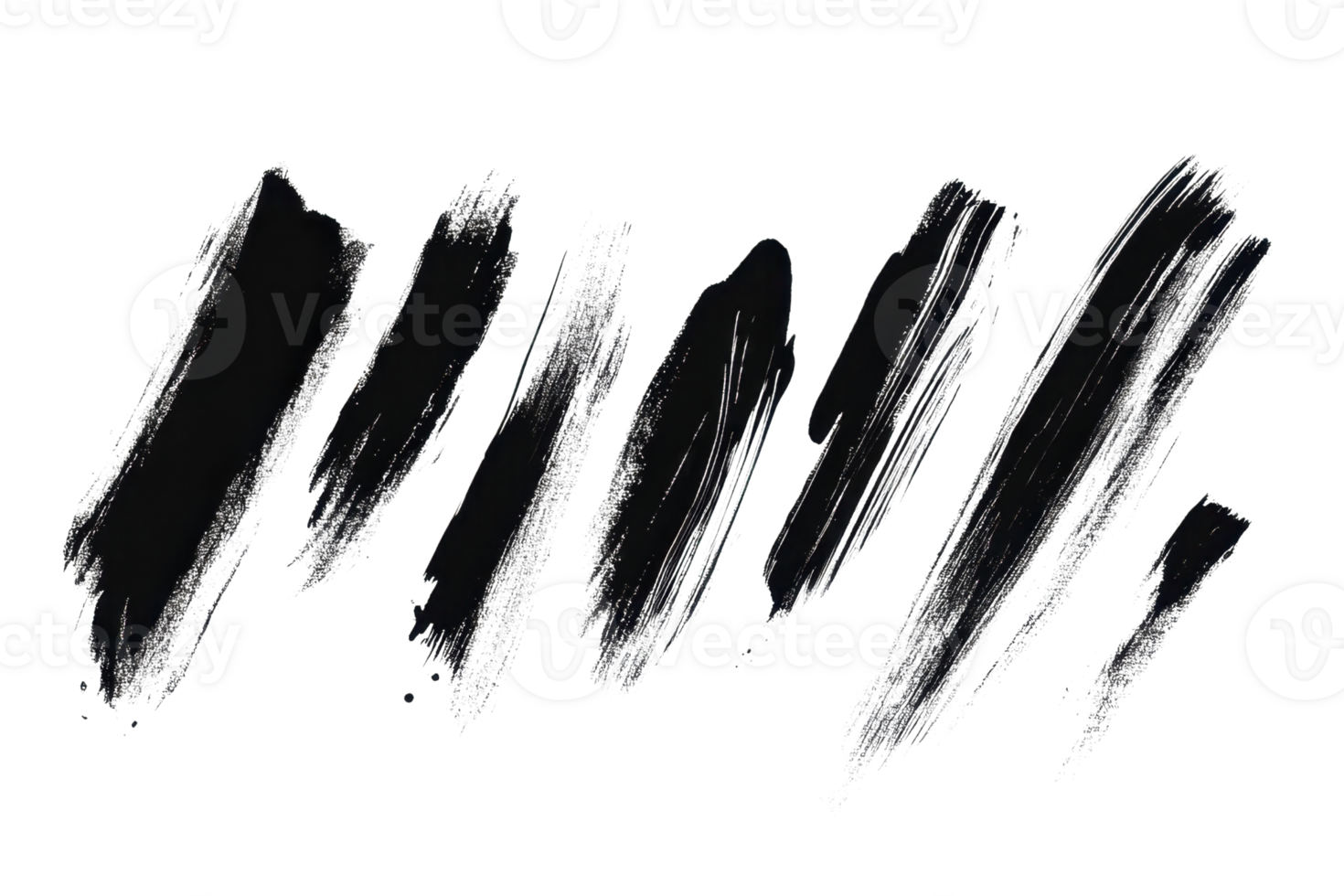 Abstract black brush strokes on a transparent background. Perfect for artistic designs, presentations, and creative projects. png