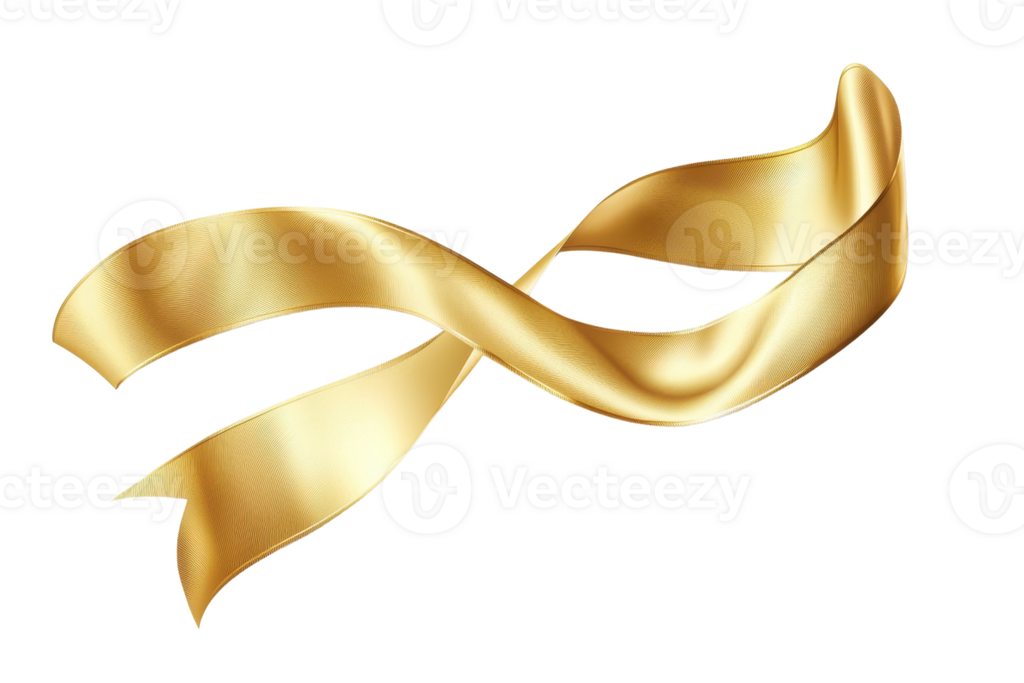 Elegant golden ribbon in a wavy, looped shape on a transparent background. Perfect for celebrations, decorations, and festive designs. png