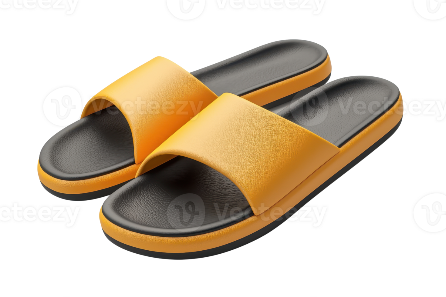 High-quality yellow sandals with a sleek black sole, perfect for casual wear and comfortable use. Ideal for summer activities and beach outings. png