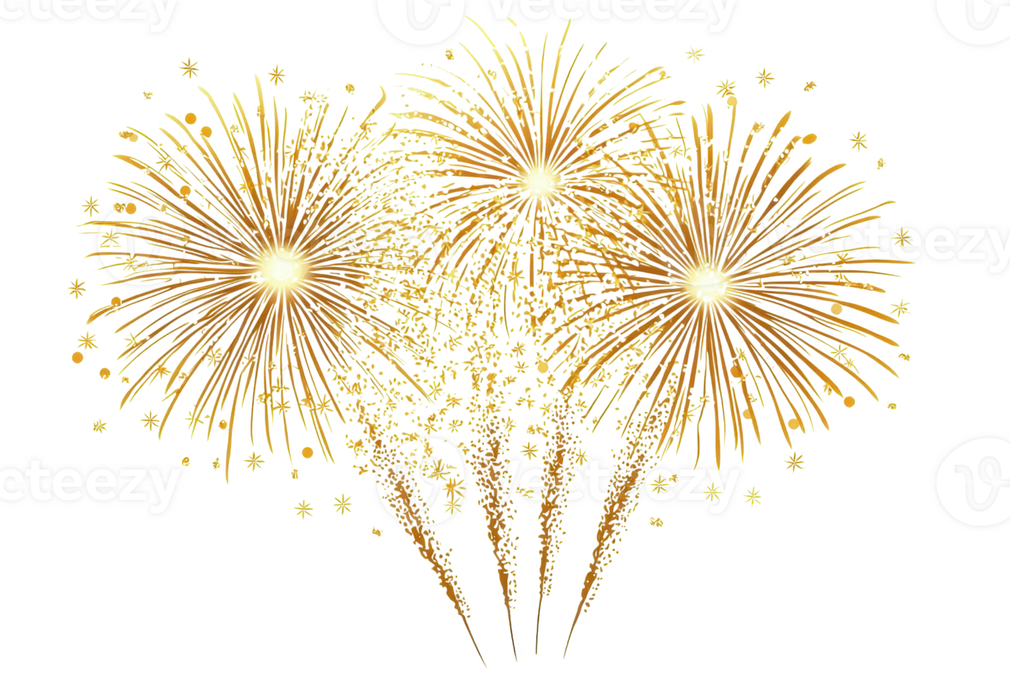 A dazzling display of golden fireworks exploding in the night sky, capturing the sense of celebration and joy. png