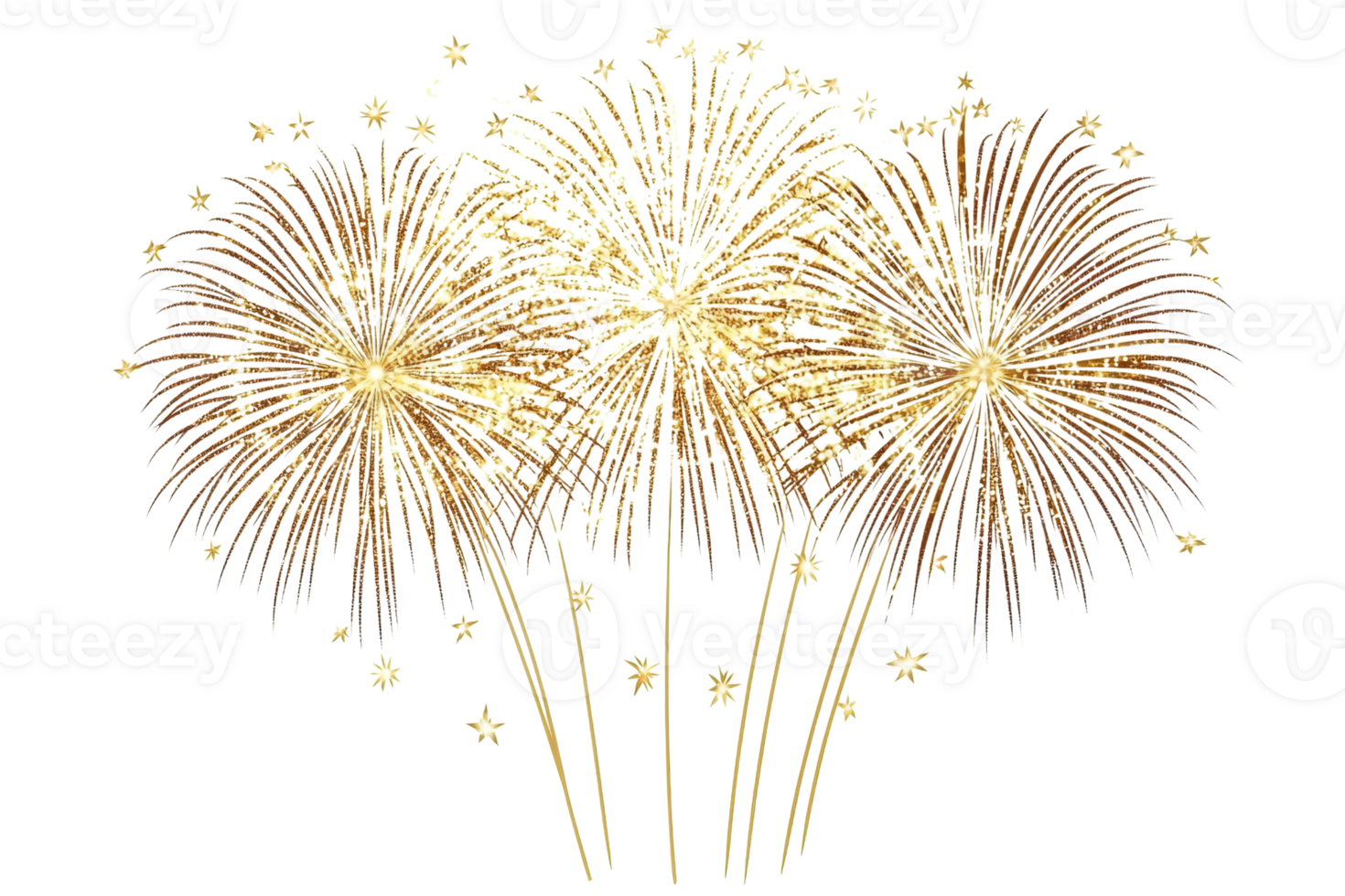 Spectacular golden fireworks display lighting up the night sky in a brilliant celebration, perfect for festive occasions and joyful events. png