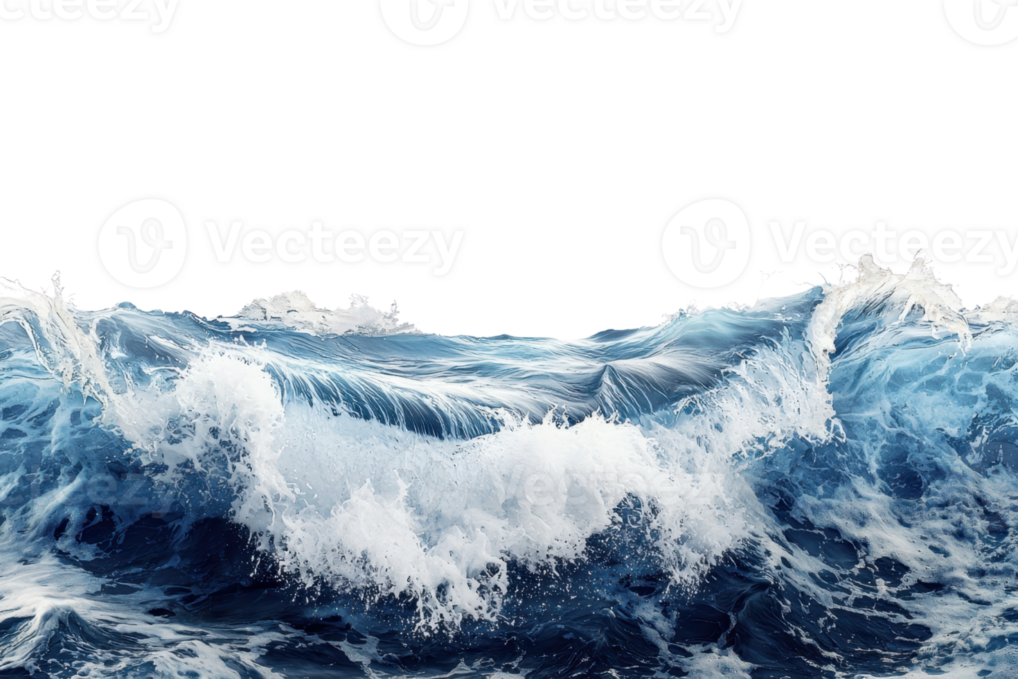 Dynamic ocean waves crash dramatically with intense foam, depicting the raw power and beauty of nature in this captivating seascape. png