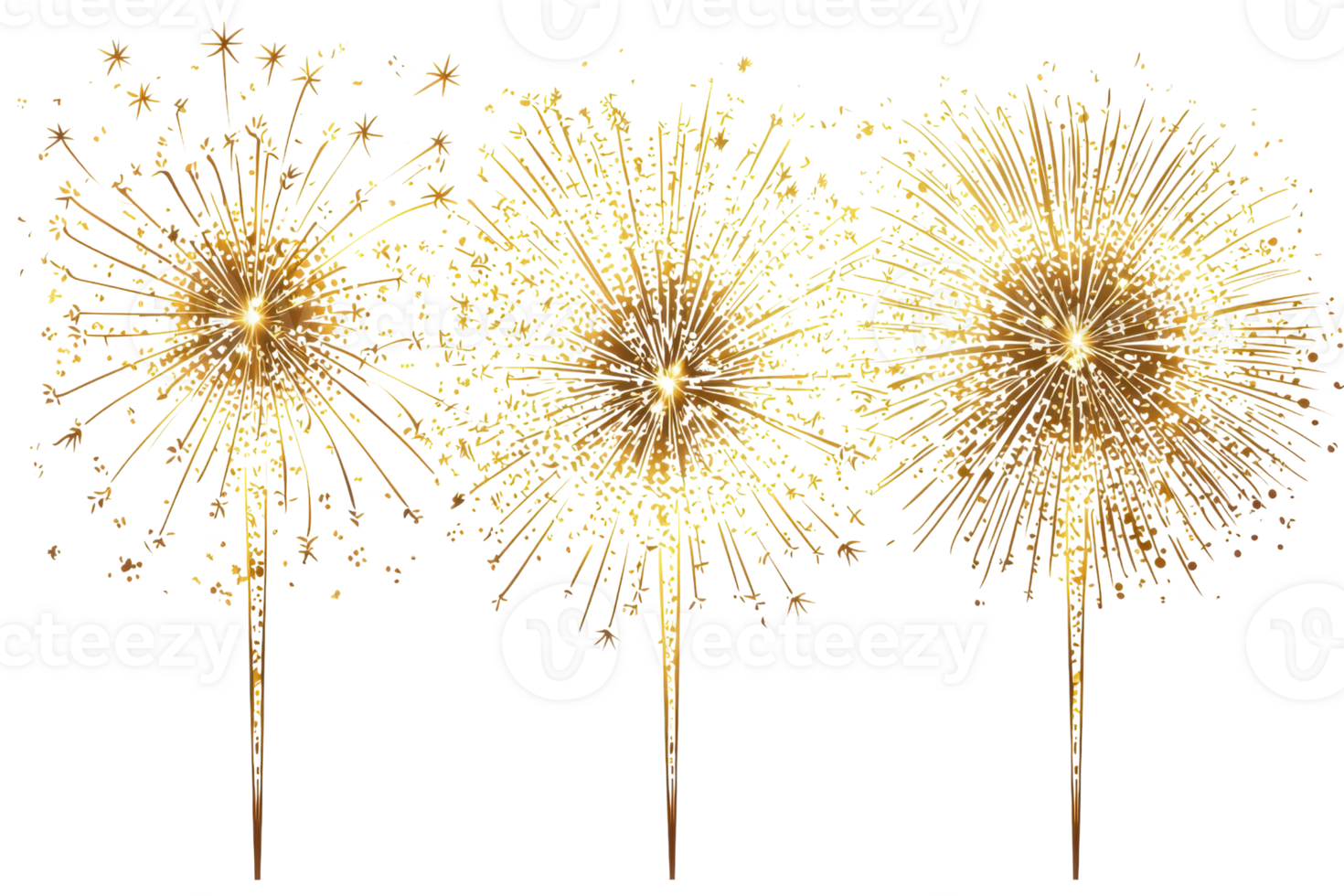 Glittering golden fireworks bursting in the night sky, perfect for celebrations, New Year, and festive events, bringing joy and excitement. png